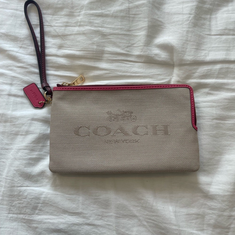 coach double zip wristlet wallet